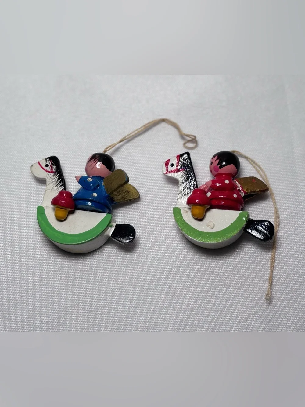 Vintage Hand Painted Wooden Angel Ornaments